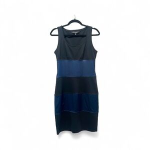 Diane Von Furstenburg- women’s sleeveless dress, black and navy, size 8, striped